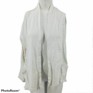 Barbara Lesser White Open Front Cardigan Size S